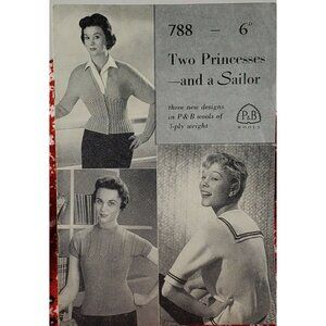 1940s Knitting Pattern Sweater Cardigan Short and Long Sleeve Sailor Vintage P&B